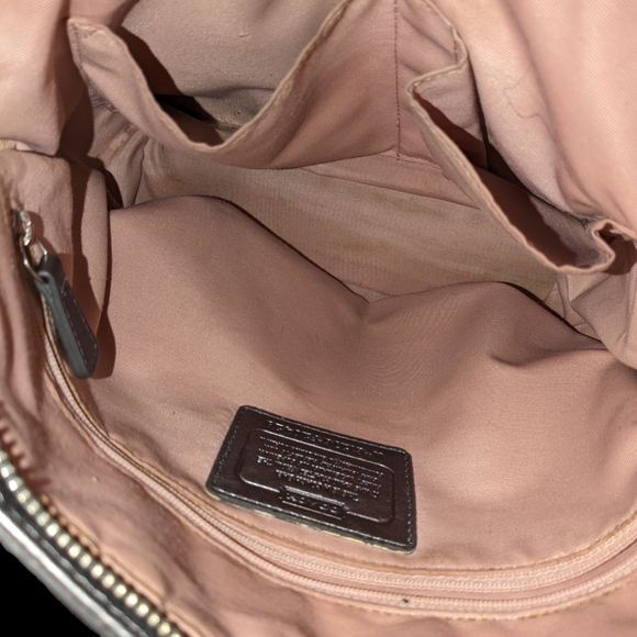 Purse COACH Signature GRAY Stripe Tote  Shoulder handbag. - Picture 7 of 8